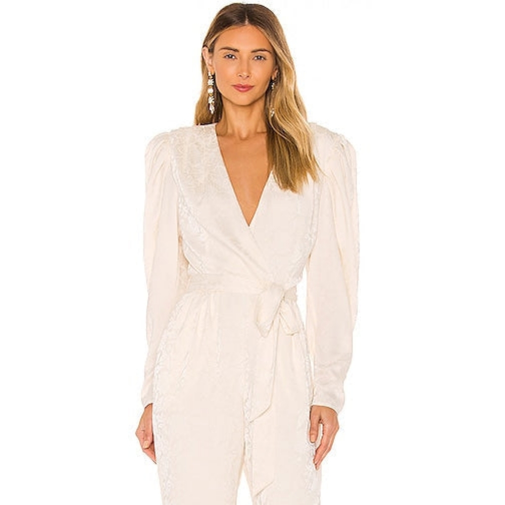 LPA | "Laura" Ivory Floral Jacquard Jumpsuit